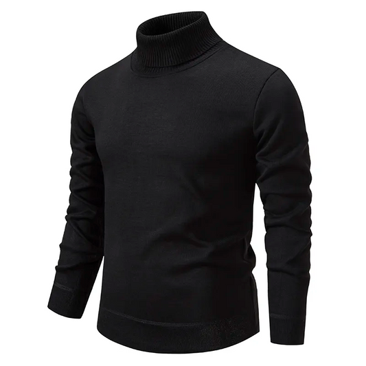 Rollkragenpullover Herren im Slim Fit - schwarz
