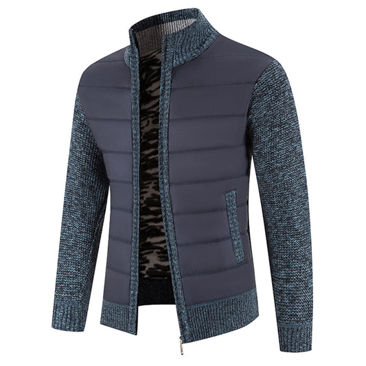 Strickpullover Herren mit Stehkragen - blaugrau