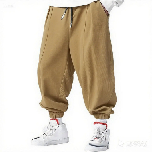 Herren Cordhose im weiten Harem Stil - khaki