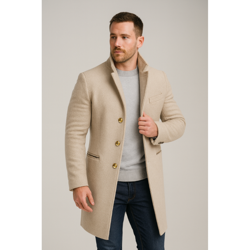 Winterjacke Herren in langer Mantelform - beige