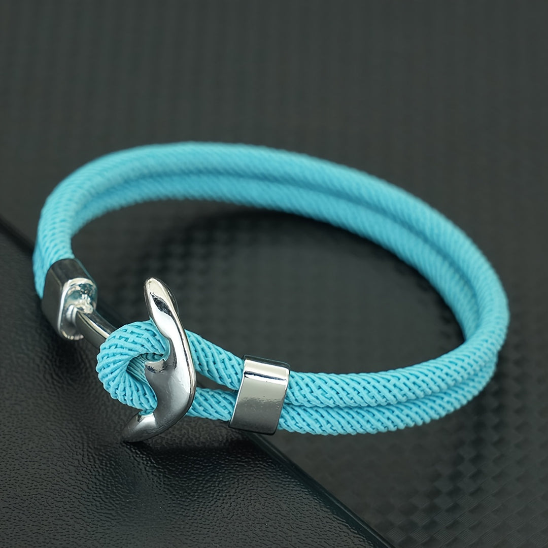 Herren Armband mit Ankerdesign und Verschluss - hell-blau
