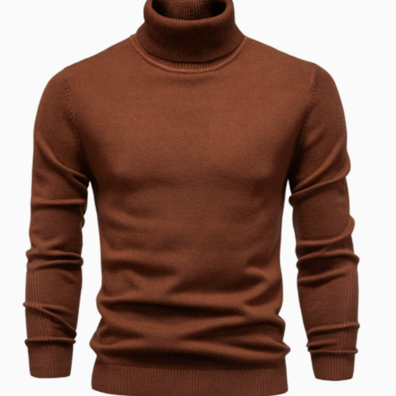 Herren Rollkragenpullover im Winterlook - kaffee