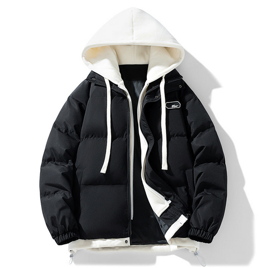 Herren Winterjacke mit Kapuze im Streetwear-Stil - schwarz