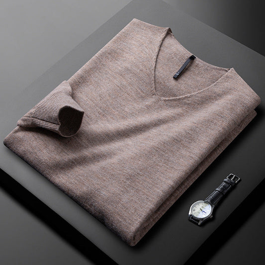 Herren Pullover in tailliertem Schnitt mit V-Ausschnitt - kamel