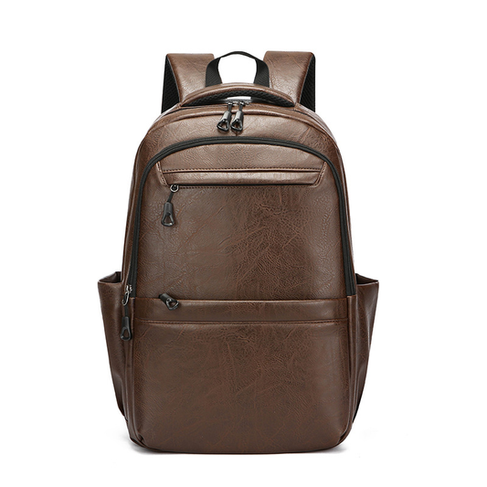 Herren Rucksack in Lederoptik mit Mehrfächern - braun
