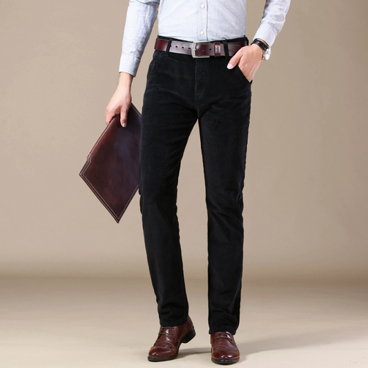 Herren Cordhose im Business-Casual-Look - schwarz