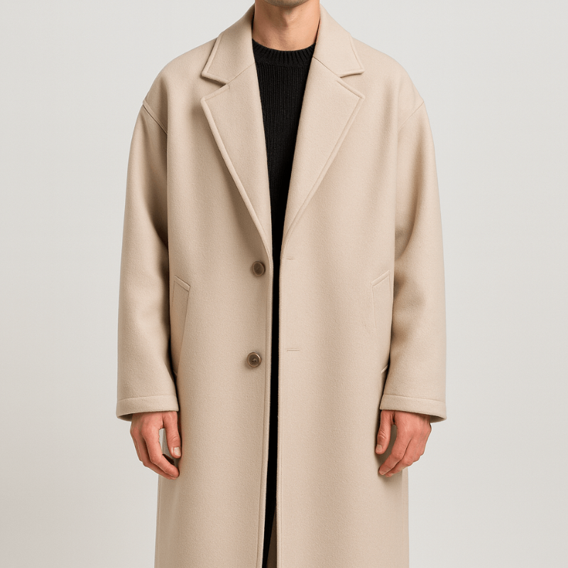 Herren Mantel mit langem Schnitt - beige