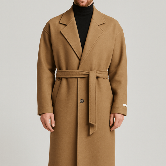 Herren Mantel mit langem Schnitt - braun