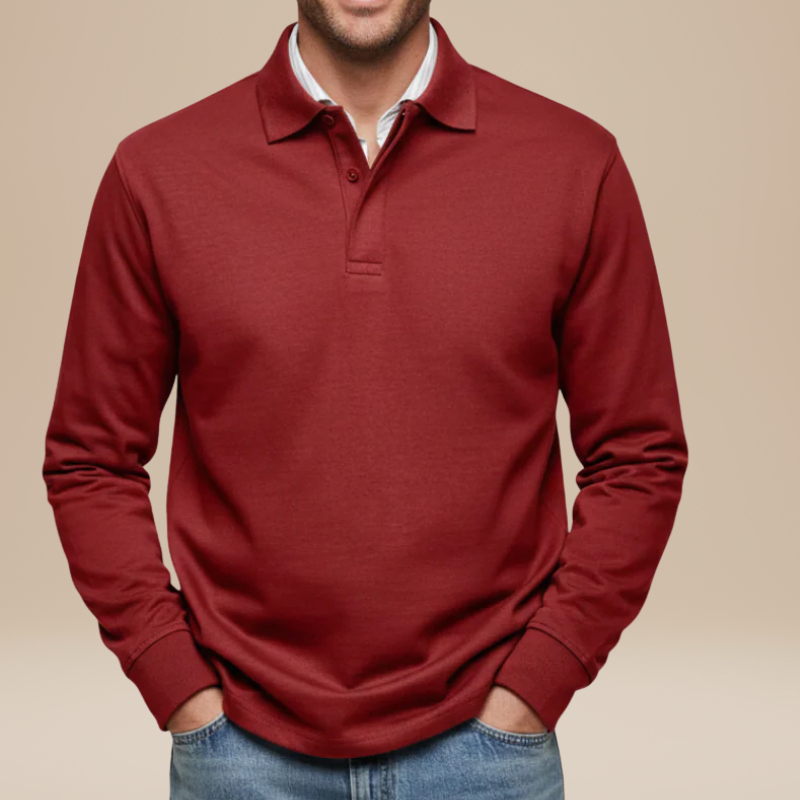 Polo Herren mit langen Ärmeln - rot