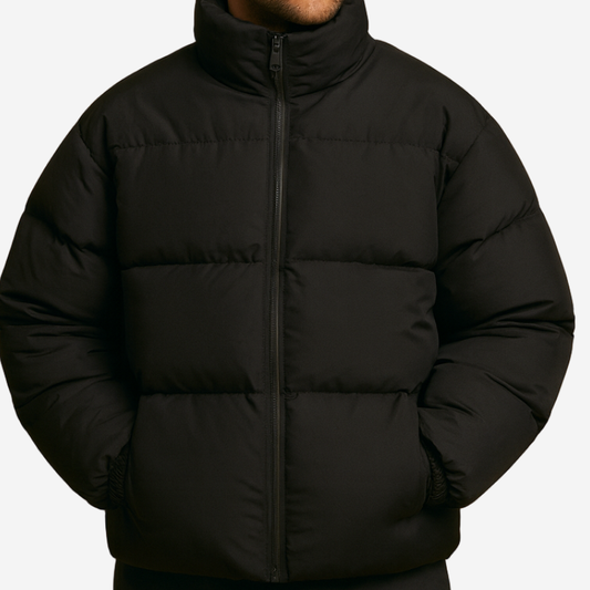 Herren Pufferjacke mit gewattetem Design - schwarz
