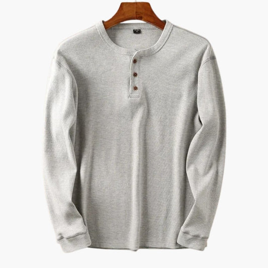 Herren Longsleeve im Straight Schnitt mit Knöpfen - hellgrau
