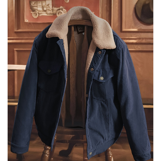 Jacke Herren aus Cord im Vintage Design - blau