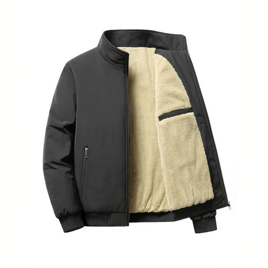Herren Winterjacke mit Stehkragen im Casual-Stil - schwarz