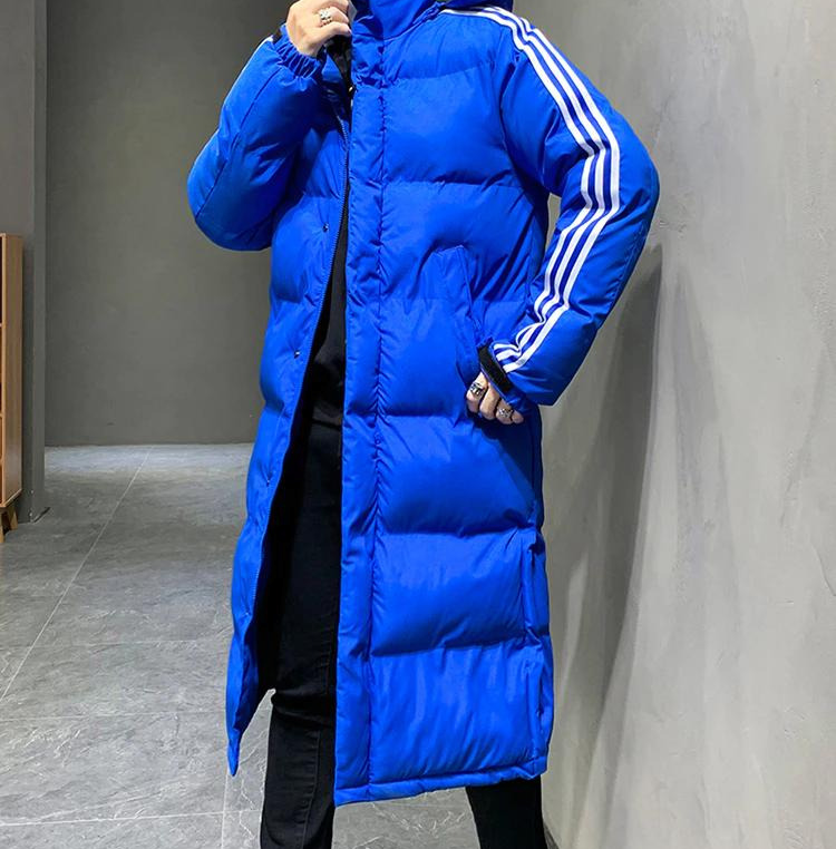 Herren Parka in langer Form mit Kapuze - blau