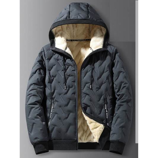 Herren Winterjacke mit Kapuze und Futter - grau