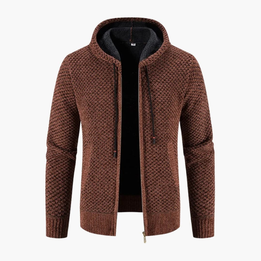 Herren Cardigan mit Kapuze und Hoodie-Stil - braun