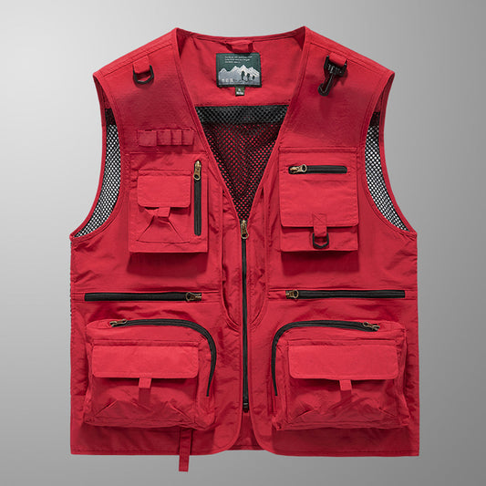 Angelweste Herren mit vielen Taschen - rot