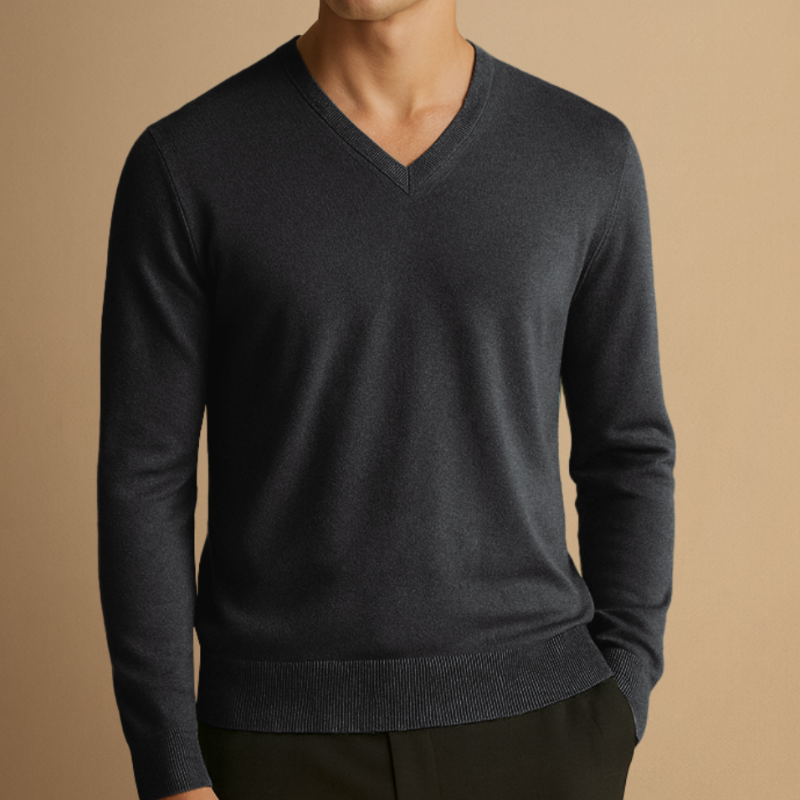 Pullover Herren mit klassischem V-Ausschnitt - dunkelgrau