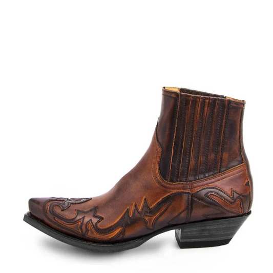 Herren Cowboy-Enkelboots im Westernstil - braun