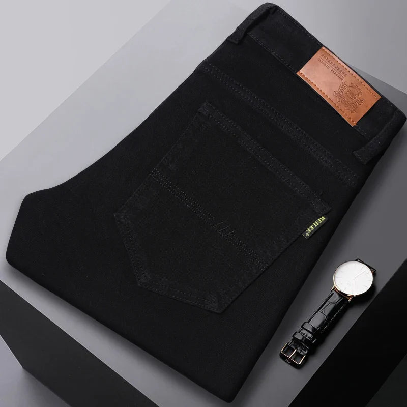 Herren Hose mit schmalem Schnitt und Knopfverschluss - schwarz