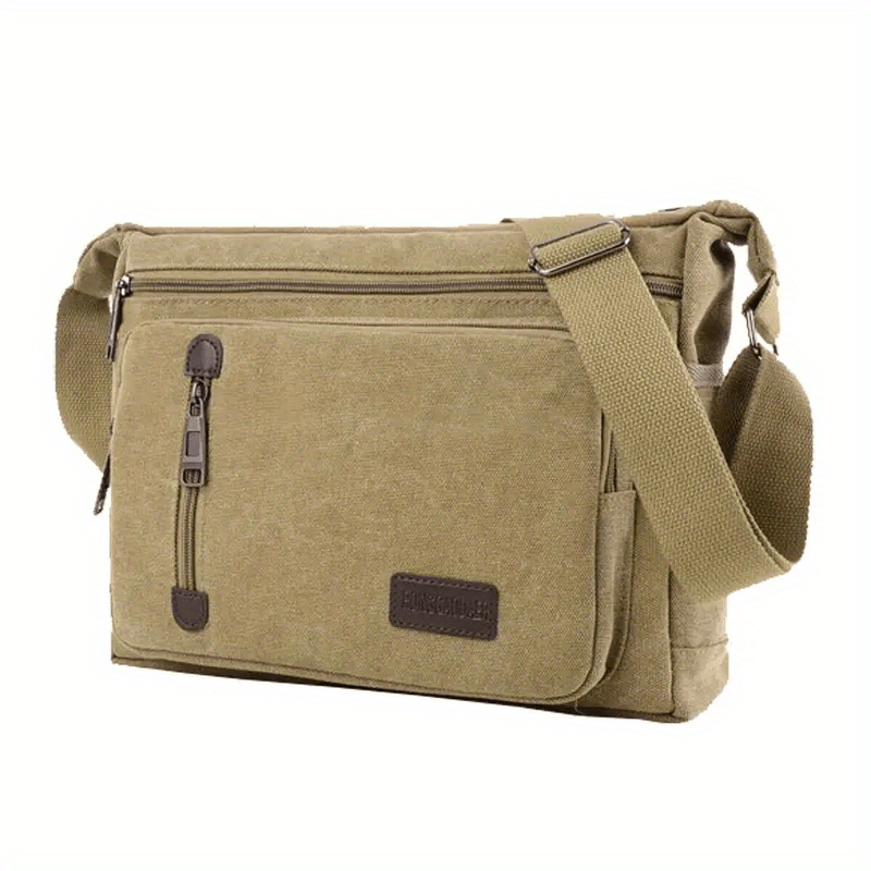 Herren Umhängetasche im Vintage Stil mit Reißverschluss - khaki