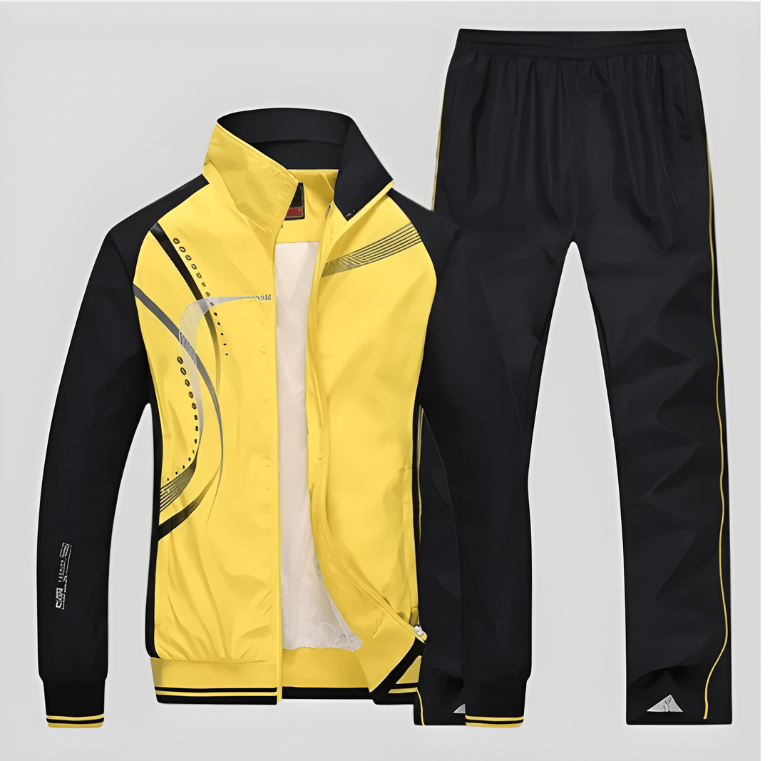 Herren Trainingsanzug zweiteilig mit Jacke und Hose - gelb