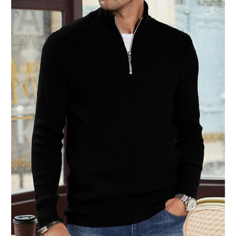Herren Strickpullover mit Halbreißverschluss