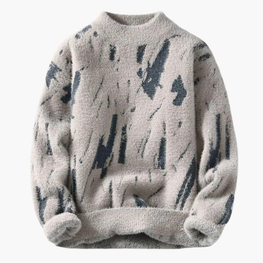Herren Pullover mit Druckmotiv - beige