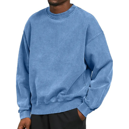 Herren Oversize Pullover mit Rundhalsausschnitt - blau