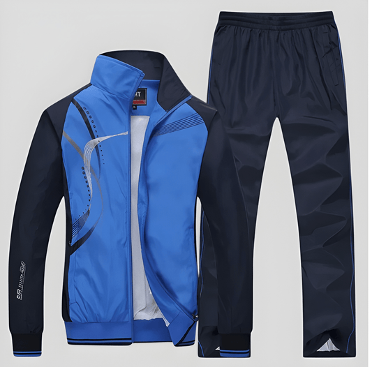 Herren Trainingsanzug zweiteilig mit Jacke und Hose - blau