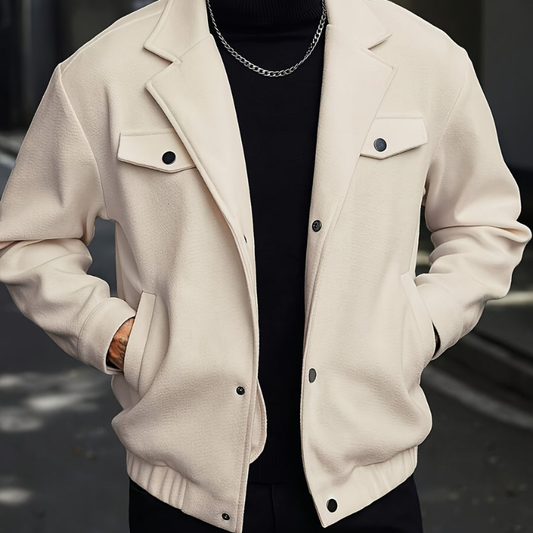 Winterjacke Herren mit Knopfleiste und Reverskragen - aprikose