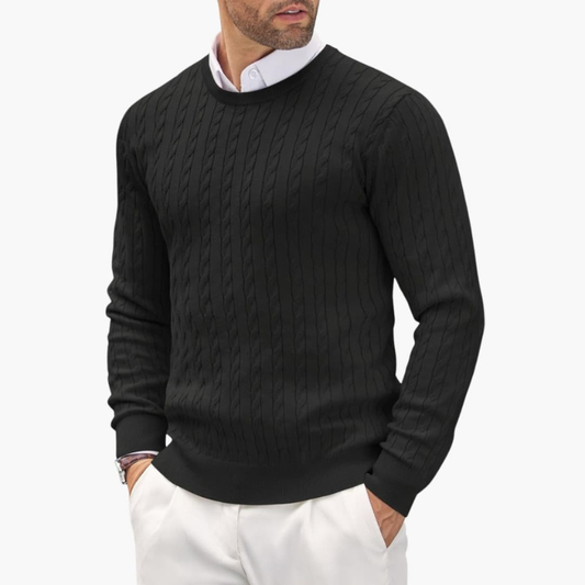 Strickpullover Herren mit Rundhalsausschnitt - schwarz