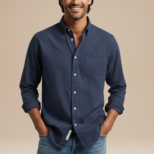 Herren Hemd mit klassischem Casual Design - marine-blau