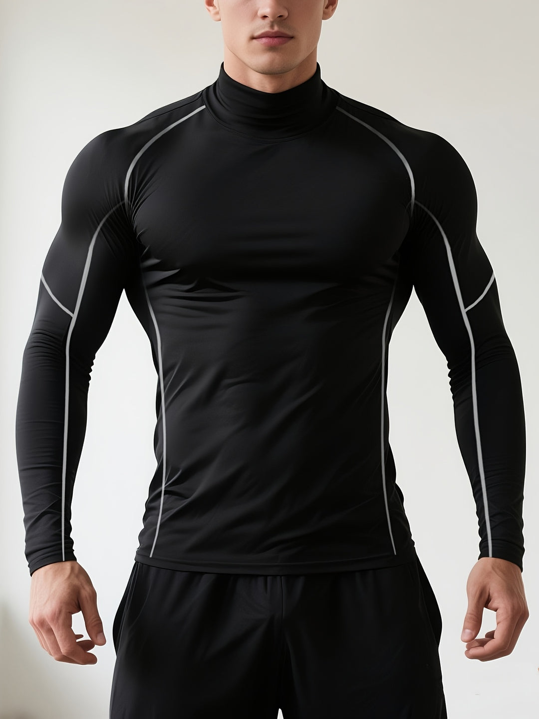 Herren Kompressionsshirt im Slim Fit mit Rollkragen - dunkelgrau