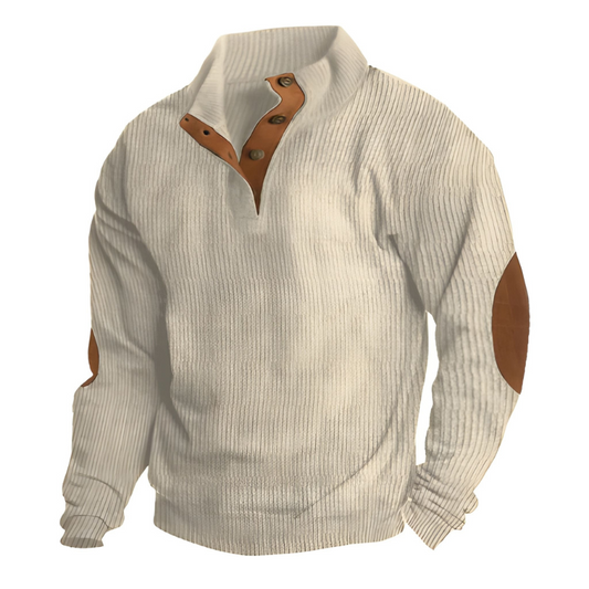 Herren Pullover mit Stehkragen im Colorblock-Design - beige