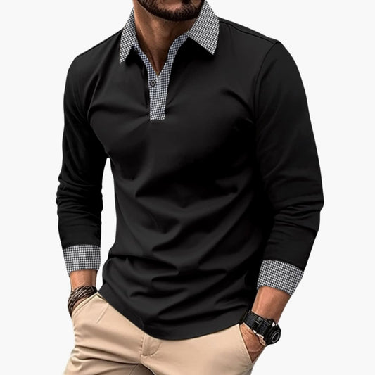 Herren Poloshirt mit Kontrastkragen im Casual Look - schwarz