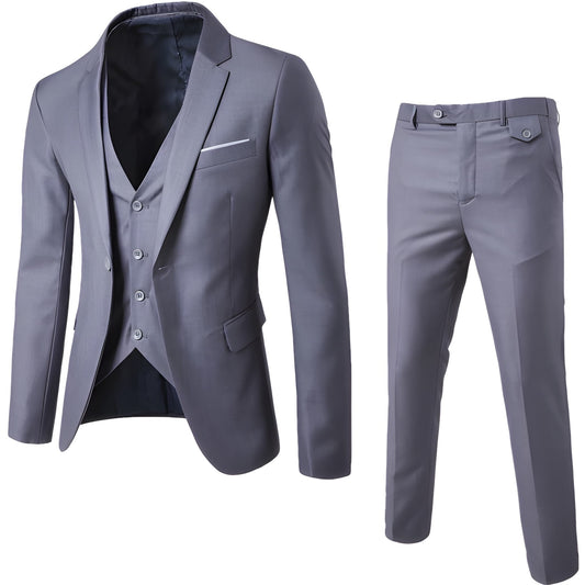 Herren Set Zweiteiliger Anzug Jacke und Hose - grau
