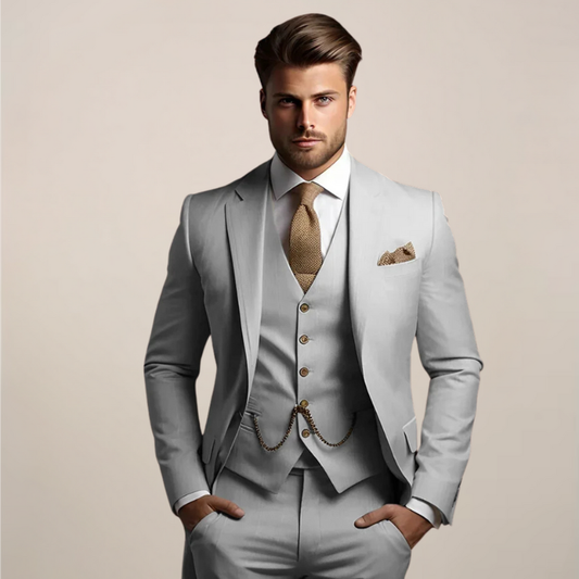 Herren Set Dreiteiliger Slim Fit Anzug - grau