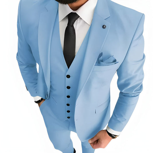 Herren Set dreiteilig mit Slim Fit Schnitt - blau