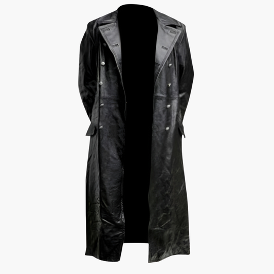 Herren Lederjacke im Mantel-Look