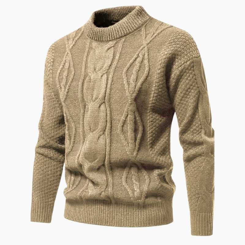 Herren Strickpullover mit Kabelmuster - khaki