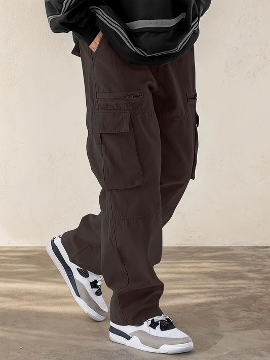 Herren Hose mit Cargo-Taschen und weitem Bein - kaffee