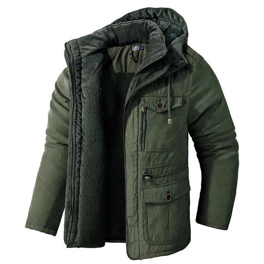 Parka Herren mit Futter im Military-Stil - grün