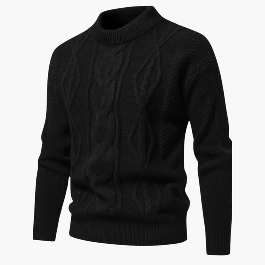 Herren Strickpullover mit Kabelmuster - schwarz