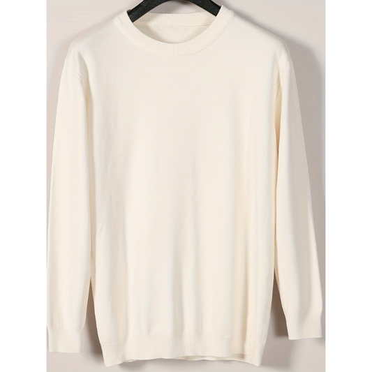 Herren Strickpullover mit Rundhals und Langarm - beige
