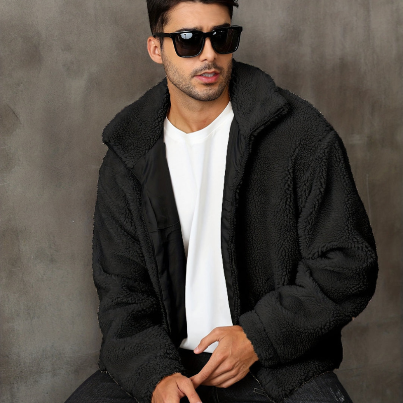 Winterjacke Herren mit Futter und modernem Schnitt - schwarz
