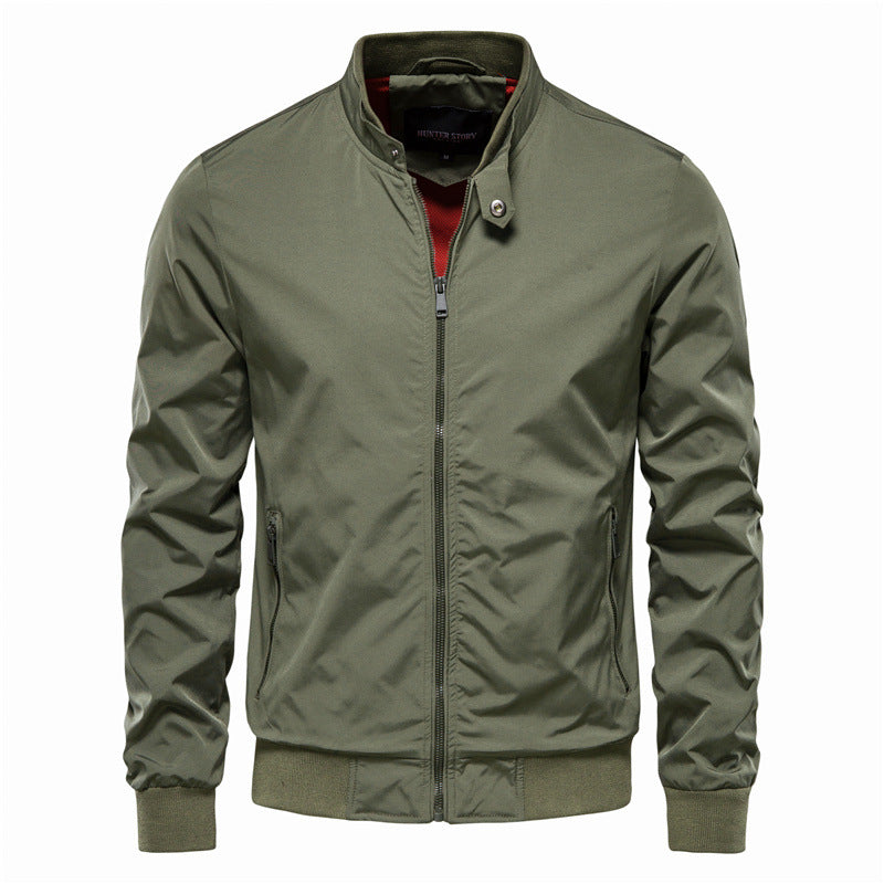 Herren Steppjacke mit hohem Stehkragen - grün