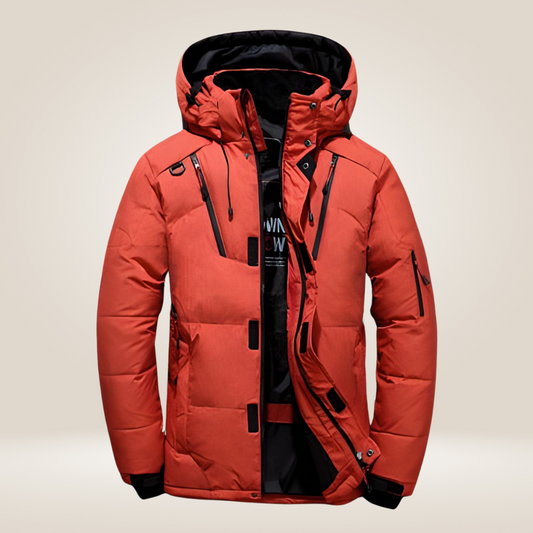 Herren Winterjacke mit wattierter Steppung - orange