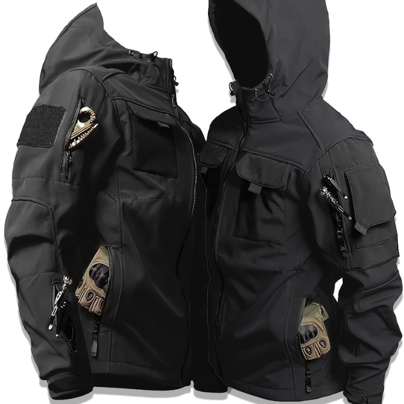 Herren Outdoor Winterjacke im taktischen Design - schwarz