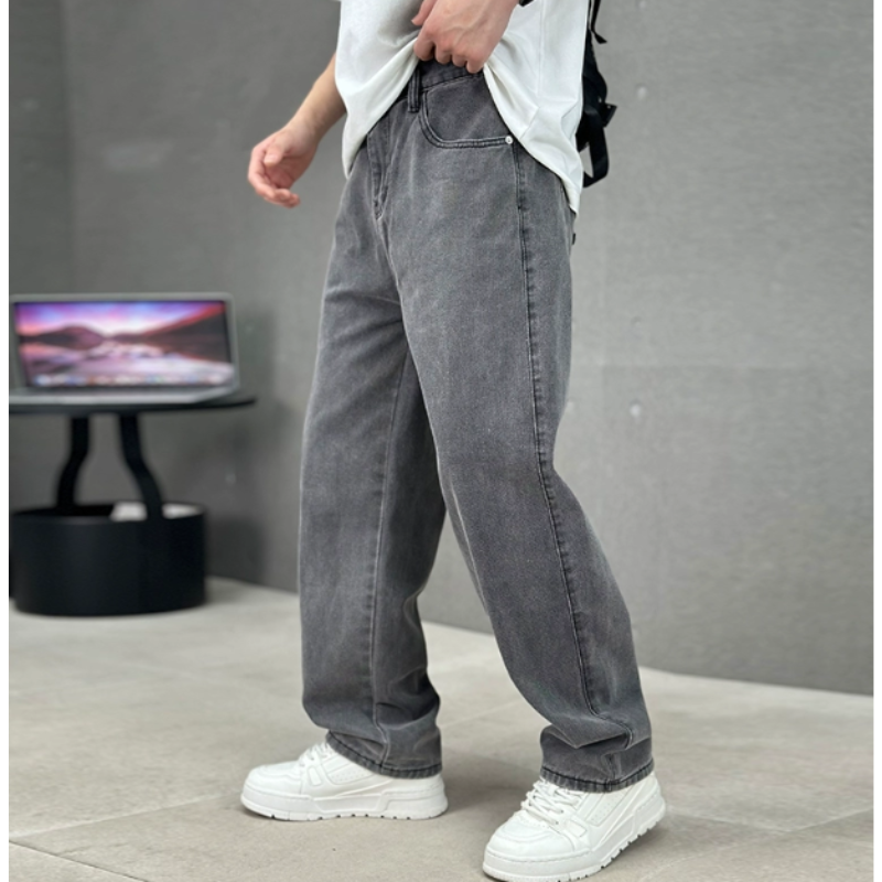 Hose Herren Jeans mit geradem Schnitt - grau